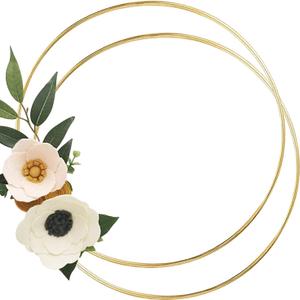 2 Pack 20inch Large Metal Floral Hoop Wreath Macrame Gold Craft Hoop Rings for Making Wedding Wreath Decor, Dream Catcher and DIY Wall Hanging Crafts (20inch)