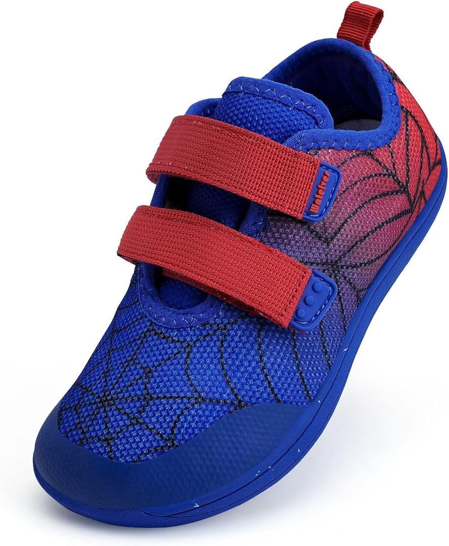 WateLves Toddler Little Kid Wide Barefoot Shoes Boys Girls Minimalist Sneakers Breathable Lightweight Walking Shoes Fit Naturally Zero Drop Sole (Bn435/Spider Web)