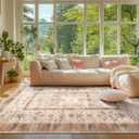 jinchan Area Rug 6x9 Washable Rug, Vintage Floral Living Room Carpet Non Slip Home Decor Rugs, Low-Pile Carpet for Bathroom Entrance Bedroom Office Farmhouse and Dining Table (Dusty Pink)
