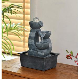 Tabletop Water Fountain, Waterfall Fountain with LED Lights Suitable for Office and House Decor House ，Warming Gifts New Home(2735)