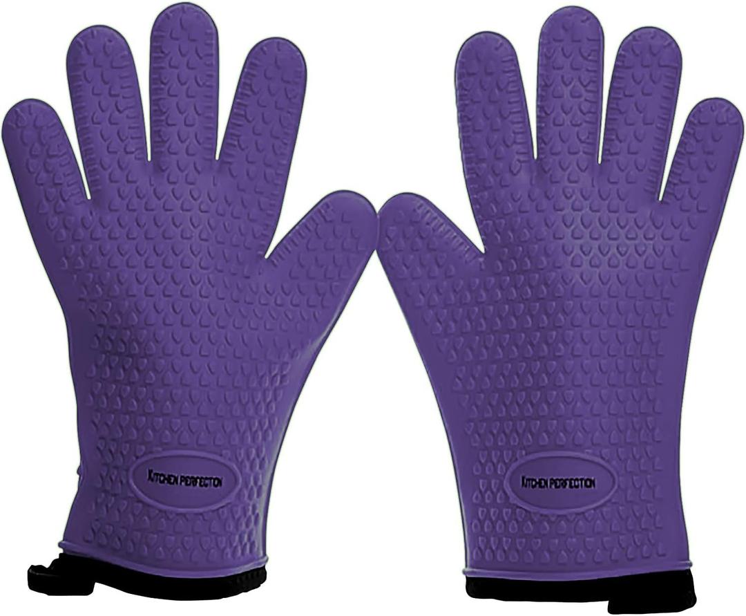 KITCHEN PERFECTION S Silicone Smoker Oven Gloves -Extreme Heat Resistant BBQ Gloves -Handle Hot Food Right on Your Grill Fryer Pit|Waterproof Oven Mitts, Size: Small