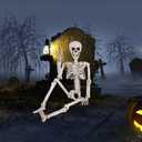 36" Halloween Posable Skeleton Decorations, 3FT Realistic Plastic Human Full Body Bones with Movable Joints Skeleton for Halloween Party Decor Haunted House Graveyard Props Indoor Outdoor