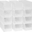 Akro-Mils 30234 AkroBins Plastic Storage Bins, Space-Saving Stackable Bins for Garage, Pantry, Craft Organization, 15" x 5" x 5", Clear, 12-Pack