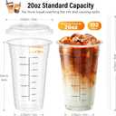 102 Pack - 20 oz Ratio Lines Iced Coffee Cups with Lids & Straws No Guessing for Consistent Drinks, Disposable Clear Plastic Cups with Lids and Straws for Coffee, Smoothies, Juice, Parties Food Safe (EXP 12/05/36)