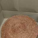 Round Rattan Woven Serving Tray with Handles Ottoman Tray for Breakfast, Drinks, Snack for Coffee Table, Home Decorative (16.9 inch, Honey Brown)