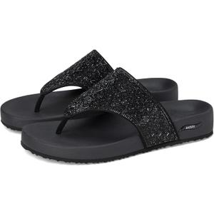 Skechers Women's Arch FIT Vinyasa - Glam TIME, Embellished Hooded Thong, Black/Black, 8M