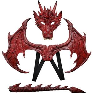 Dragon Wings Mask And Tail Set Devil Dragon Dress up Props For Halloween Cosplay Party