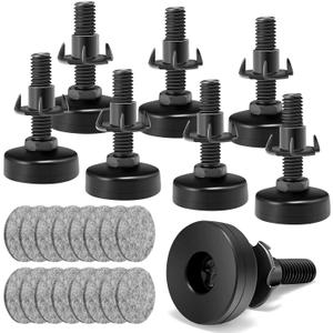 Leveling Feet, Adjustable Furniture Levelers for Furniture Leg Levelers, Table Chairs Cabinets Sofa Raiser, Heavy Duty Support 2640LBs, T- Nut Kit 3/8-16 Thread, Large Base (8 Set, Black)