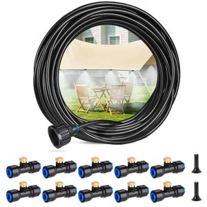HIRALIY DIY Misters for Outside Patio, 32.8FT (10M) Misting Hose, 10 Brass Mist Nozzles, 2 Plugs, Water Misters for Backyard, Porch, Patio Cooling, Garden Watering and Chicken Coop HIRALIY DIY Misters for Outside Patio, 32.8FT (10M) Misting Hose, 10 Brass Mist Nozzles, 2 Plugs, Water Misters for Backyard, Porch, Patio Cooling, Garden Watering and Chicken Coop