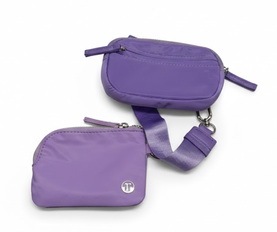 POIUGOYA Nylon Wristlet Wallets, Dual Pouch Keychain Wristlet Wallet, RFID Small Wallet With Coin Pouch,ID Window For Travel (Pink + Rose)