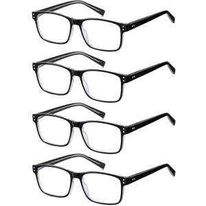 Reading Glasses for Men, Blue Light Blocking Computer Readers, Anti UV Ray/Eye Strain/Glare, Metal Frame Eyeglasses with Pouches(150 Magnification Strength) 5-Pack (+2,50)