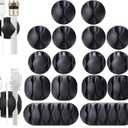 Black Adhesive Cord Organizers Cable Clips for Desk, Wall, and Car with Strong Sticky Backing for USB, Charger & Computer Wires (16-Pack)