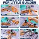 Lehoo Castle Kids Tool Bench (32.5 Inches Tall), Toddler Tool Set with Electric Drill, 2-in-1 Workbench and Toolbox, Pretend Play Tool Toys for Age 3-5, Birthday Gift for Boys