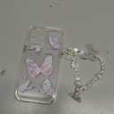 Fycyko Compatible for iPhone 13 Pro Max Case Cute Butterfly Pattern Clear Design Aesthetic Women Teen Girls Glitter Pretty Crystal Sparkle Sparkly Phone Cases Protective Cover+Butterfly Chain