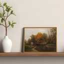 Floating Framed Canvas Wall Art Decor  Vintage Autumn by the Water Landscape Paintings Prints, Nature Countryside Pictures Wall Decor for Living Room Bedroom Office Decoration 8x10 inch