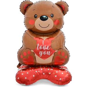 2 x Valentines Day Bear Standing Balloons, 1Pcs Giant 58Inch Bear Aluminum Foil Mylar Balloons for Valentine's Day Birthday Wedding Party Decorations