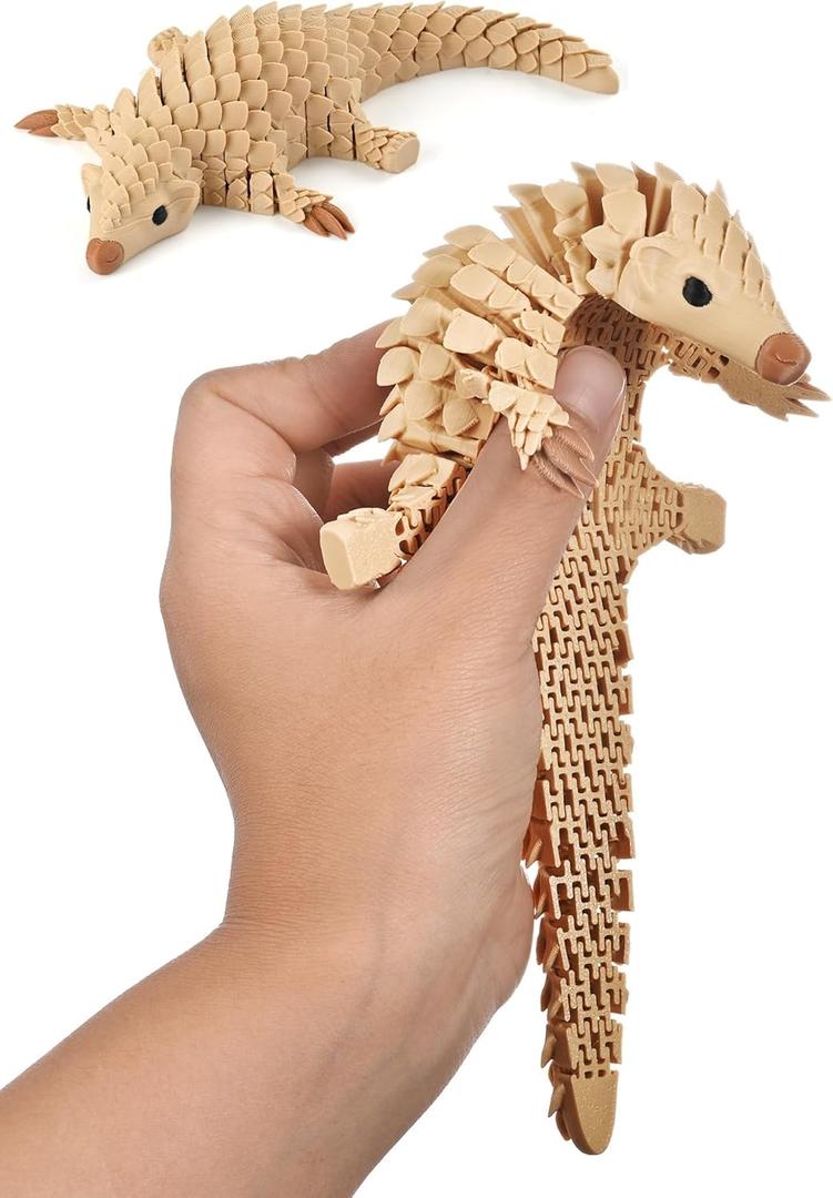 GemmiCho 3D Printed Animals, 7.68" Articulated Pangolin Toy, 3D Printed Toys for Stress Relief, Animals Figurines Fidget Pangolin Toys for Boys Kids Teen 5-7 4-6 8-12