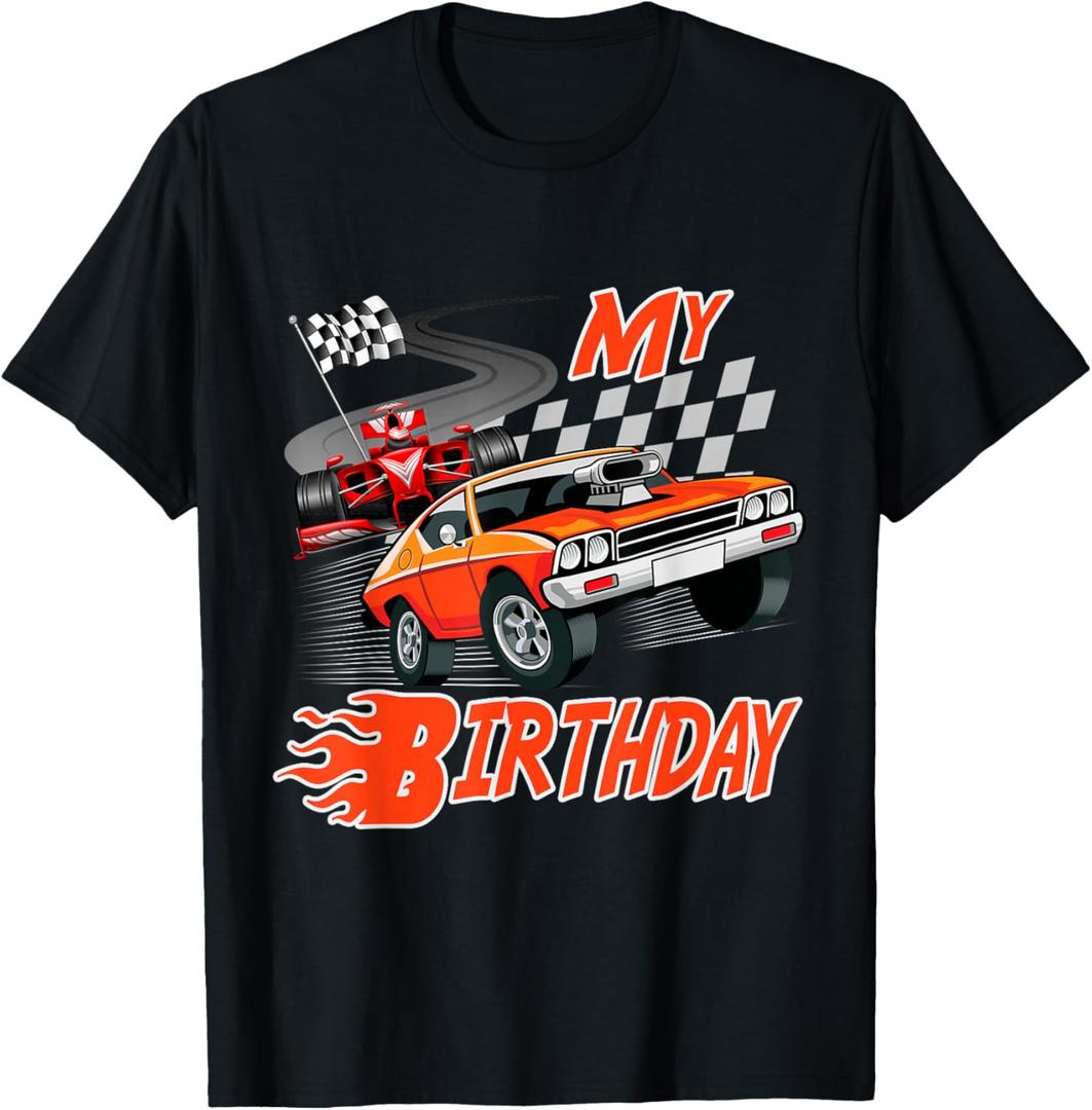 Fun My Birthday Race Car Boys Girls Youth Men Women Racing T-Shirt Small