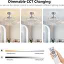 Crystal Ceiling Fans with Lights, 21" Fandelier Ceiling Fan with Light and Remote 6-Speed Wind, Dimmable LED, Chandelier Ceiling Fan for Bedroom Dining Room Living Room, 22 INCH