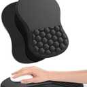 Ergonomic Mouse Pad with Wrist Support & Massage Design  Memory Foam Cushion, Non-Slip PU Base  Carpal Tunnel Pain Relief for Wireless Mouse & Desk Use  12x8 Inch (Black)