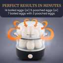 Elite Gourmet EGC1215B Easy Egg Cooker, Stainless-steel Heating Plate, Two-Tiered, 14-Egg Capacity, Soft, Medium, Hard-Boiled, Auto Shut-Off, Omelets, Poached Eggs, Measuring Cup, Piercing Pin, Black