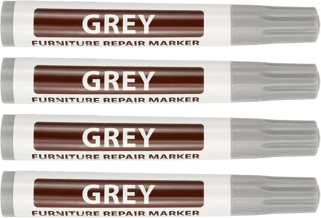 PATIKIL 4Pcs Furniture Markers Touch Up, Furniture Repair Kit Wood Markers for Scratches Wood Floor Holes Tables, Grey, 1 Count