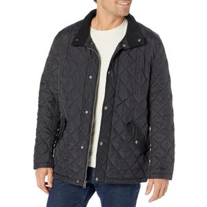 Cole Haan Men's Stand Collar Quilted Jacket (X-Large, Black)