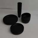EI 24pcs Black Wheat Straw Plates,Wheat Straw Dinnerware Set,Plates and Bowls Sets,Reuasble Plates,Unbreakable Dinner Plates,Heavy Duty Plastic Plates for Halloween