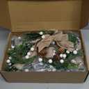 Lyrow 8 Pcs 8" Mini Christmas Kitchen Cabinet Wreaths with Ribbon Bow Artificial Leaves Berries Hanging Wreaths for Christmas Home Front Door Window Decorations(Farmhouse Style)