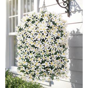 Hoppwodd Artificial Flower for Outdoors 4pcs Fake Lily Hanging Flower Baskets for Outside UV Resistant Silk Faux Long Trailing Vines for Garden Porch Patio, White