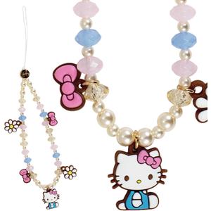 Sonix x Sanrio Beaded Phone Charm | Beaded Wristlet, Universal Phone Strap, and Detachable Cell Phone Lanyard with Silicone Charms | Hello Kitty Pink Bows
