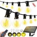 100FT Solar Lights Outdoor Waterproof: G40 30M Shatterproof Bulbs Patio Lights - Solar Powered Remote Control 3 Light Modes Dimmable Solar Light - Camping Backyard Garden Deck Outside Yard