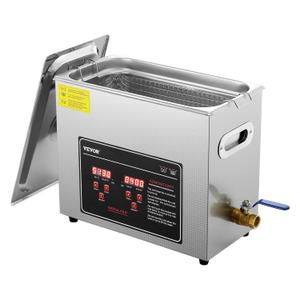 VEVOR Ultrasonic Cleaning with Digital Timer & Heater, Professional Jewelry Cleaner, Stainless Steel Heated Cleaning Machine for Glasses Watch Rings Small Parts Circuit Board (6L)