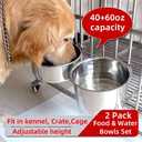 Dog Crate Water Bowl No Spill, 2 Pack Stainless Steel Large Dog Bowls, Hanging Dogs Kennel Water and Food Bowls for Crate CageMetal Feeder Dish Coop Cup for Medium Large Dogs Pets