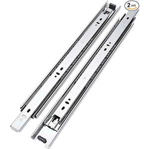 15" 3 Fold Side Mount Full Extension Ball Bearing Drawer Slides Silver Tone 2pcs