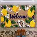 Door Mat Cute Lemons with Flowers Welcome Non-Slip Mats Funny Summer Spring Doormat Indoor Outdoor Decor for Bathroom Kitchen Front Porch Rugs Home Decoration Entrance 16 * 24in/40 * 60cm