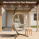 Outdoor Egg Chair Cushion with 8 Securing Straps, Water-Repellent & Fade-Resistant, Removable Cover, Replacement Cushion for Most Single Hanging Swing Egg Chairs Cream