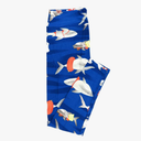 Lularoe Tall Curvy (TC fits Sizes 12-18) Animals Sharks Having Fun Beachwear Innertube Blue White Gray Yellow Buttery Soft Adult Leggings, Pack Of 2