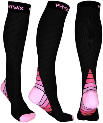 Physix Gear Compression Socks 20-30 mmHg - Men & Women - Running, Nurses, Shin Splints, Flight, Travel