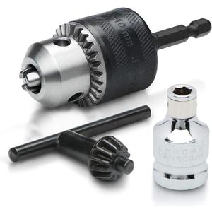 NEIKO 20754A 3/8 Drill Chuck Adapter | Chuck Drill for Impact Drivers with 1/4 Inch Quick Change Shank | Drill Converter Includes 1/2-Inch Adapter for Impact Guns | Hex to Chuck Drill Bit Adapter