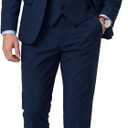 EastSide Men's Slim Fit 3 Pieces Suit, One Button Blazer Set, Jacket Vest & Pants (Medium, Deep Blue)