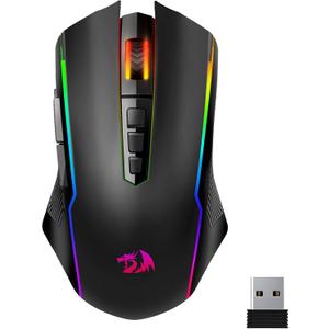Redragon Wireless Gaming Mouse, Tri-Mode 2.4G/USB-C/Bluetooth Mouse Gaming, 12000 DPI, RGB Backlit, Fully Programmable, Rechargeable Wireless Computer Mouse for Laptop PC Mac, Black