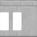 2 pack Bestten 3 Combination Metal Wall Plate Silver