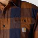 Carhartt Men's Loose Fit Heavyweight Flannel Long-Sleeve Plaid Shirt (Brown, XXXL)
