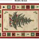 Artoid Mode Beige Xmas Tree Merry Christmas Door Mat, Winter Home Decor Low-Profile Non-Slip Washable Throw Rug for Kitchen Entryway Front Door Bedroom Bathroom 2x3 Feet