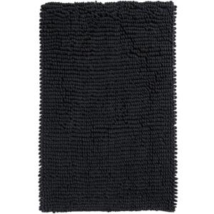 Chenille Bath Rugs, Machine Washable Non Slip Toilet Rug, Thickened Soft Water Absorbent Bath Mat Carpet for Bathroom Shower (32" x 20", Black)