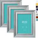 LaVie Home 5x7 Picture Frames (3 Pack, Light Gray Wood Grain) Rustic Photo Frame Set with High Definition Glass for Wall Mount & Table Top Display