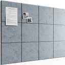 Bumusty Large Cork Board 48" x 36" Alternative - 12 Pack Felt Wall Tiles with 70 Safe Removable Adhesive Tabs, 30 Pushpins, Cork Boards for Walls Pin Board Bulletin Board Office Decor (Blue Gray)