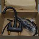 Bathroom Faucets for Sink 3 Hole, Hurran 4 inch Matte Black with Pop-up Drain and 2 Supply Hoses, Stainless Steel Lead-Free 2-Handle Centerset Faucet for Sink Vanity