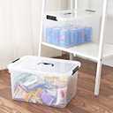 19 Quart Plastic Storage Bins with Lids, 6-Pack Stackable Clear Storage Organizing Box with Handle